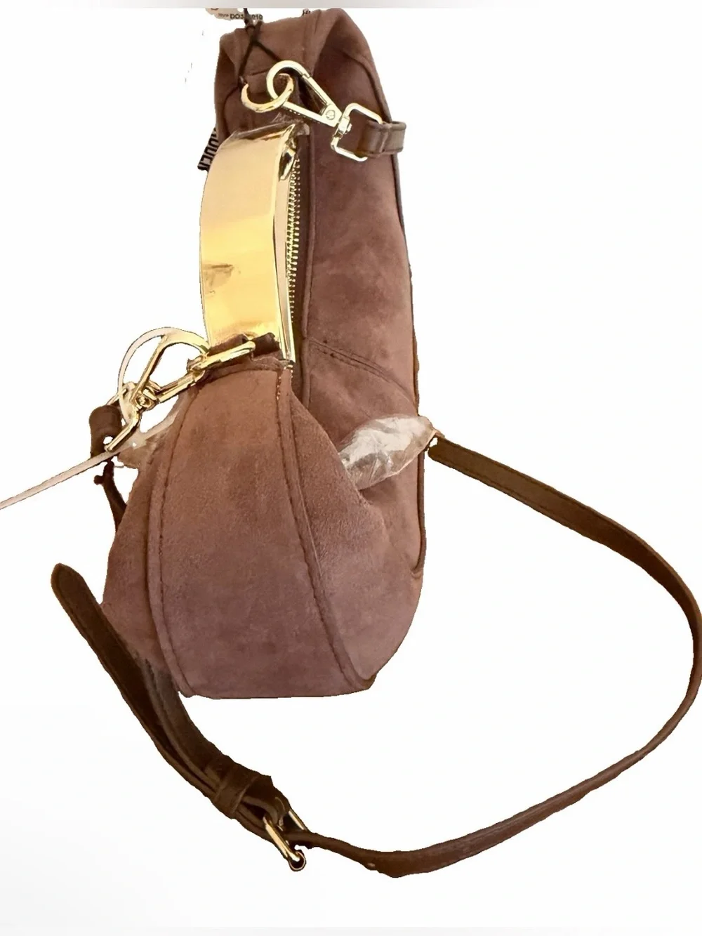 Steve Madden Chocolate Crescent Hobo with Gold Accent Bag NWT